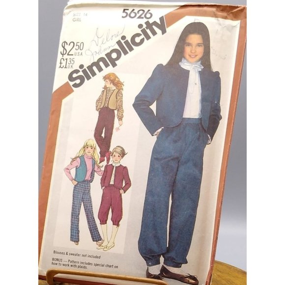 UNCUT Vintage Sewing PATTERN Simplicity 5626, Child Pants Knickers Jacket - Picture 1 of 3